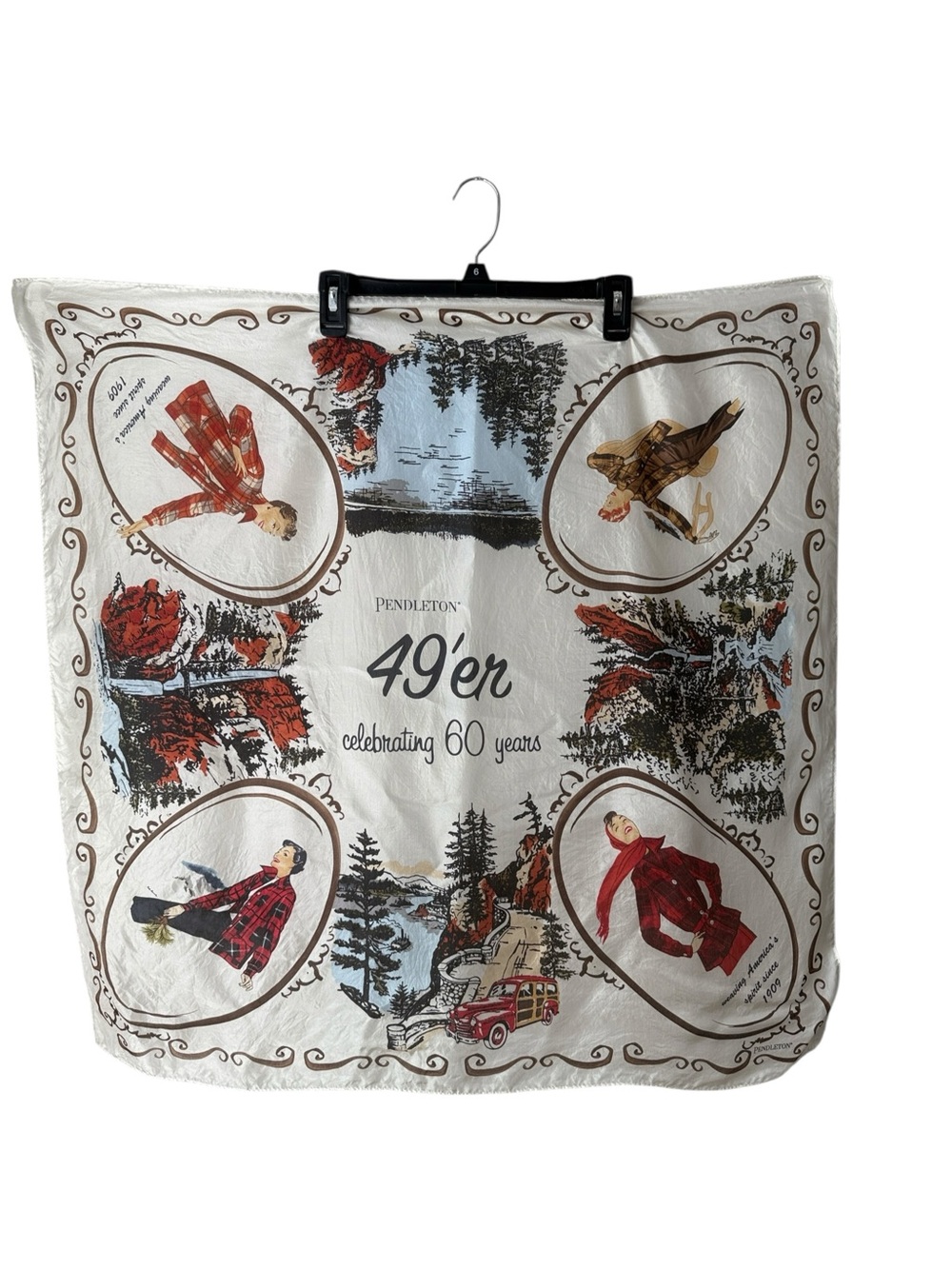 2009 Pendleton Silk 49’er Jacket Wrap Scarf 32x32 60th Anniversary